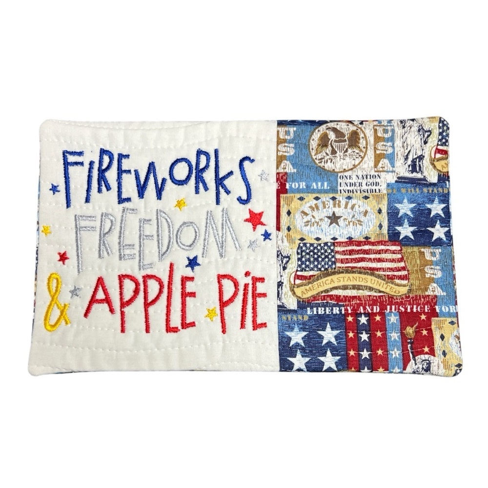 Hand Crafted Mug Rug Coaster Embroidered Cotton Fabric Padded Absorbs Liquid